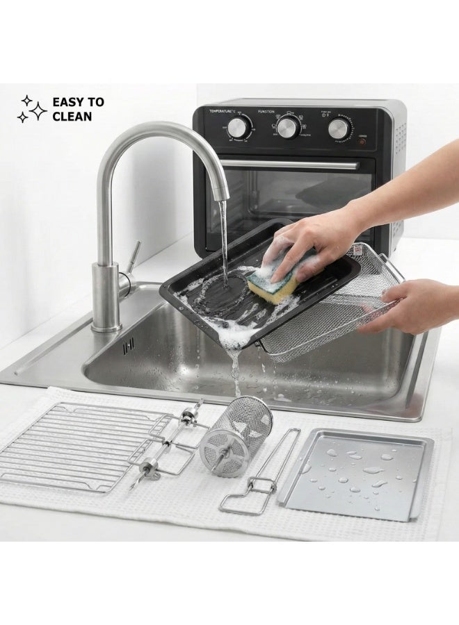 ماستر شيف قلاية ماسترشيف الهوائية 7 في 1 22 لتر 1700 وامقلاة هوائية متعددة الوظائف 7 في 1 مع 7 ملحقات تحكم يدوي بثلاث خطوات ، سعة 22 لترًا واسعةط و 7 ملحقات - Image 5